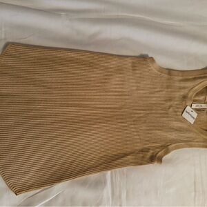 Ribbed Tan Sleeveless Top
